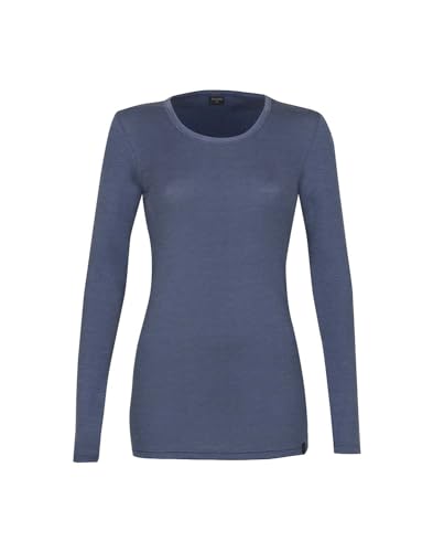 Dilling Damen Langarmshirt aus Merinowolle Donnerblau 38