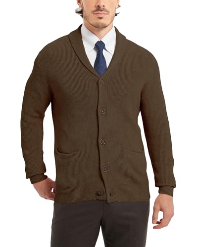 Kallspin Herren Wollschal-Kragen Strickjacke mit Knöpfen...