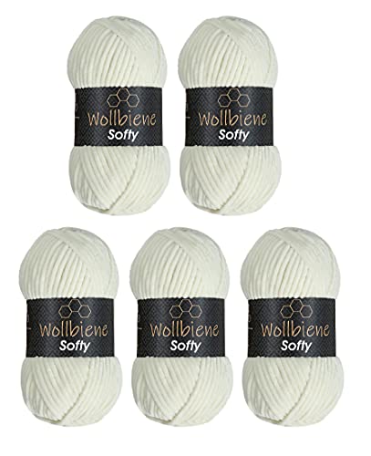 Wollbiene Softy 5 x 100 Gramm Chenillewolle Strickwolle,...