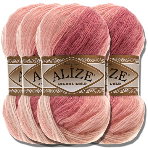 Alize 5x 100g Angora Gold Batik Türkische Premium Wolle aus...